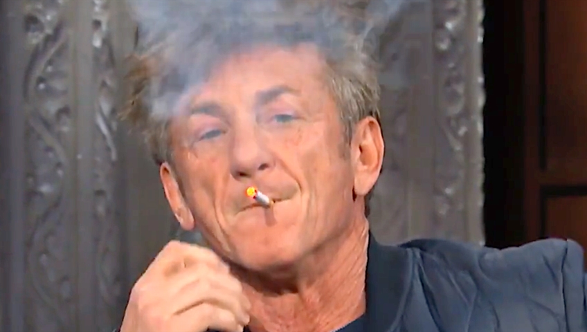 does sean penn still smoke cigarettes Sean Penn lights up cigarettes on ‘The Late Show with Stephen Colbert’