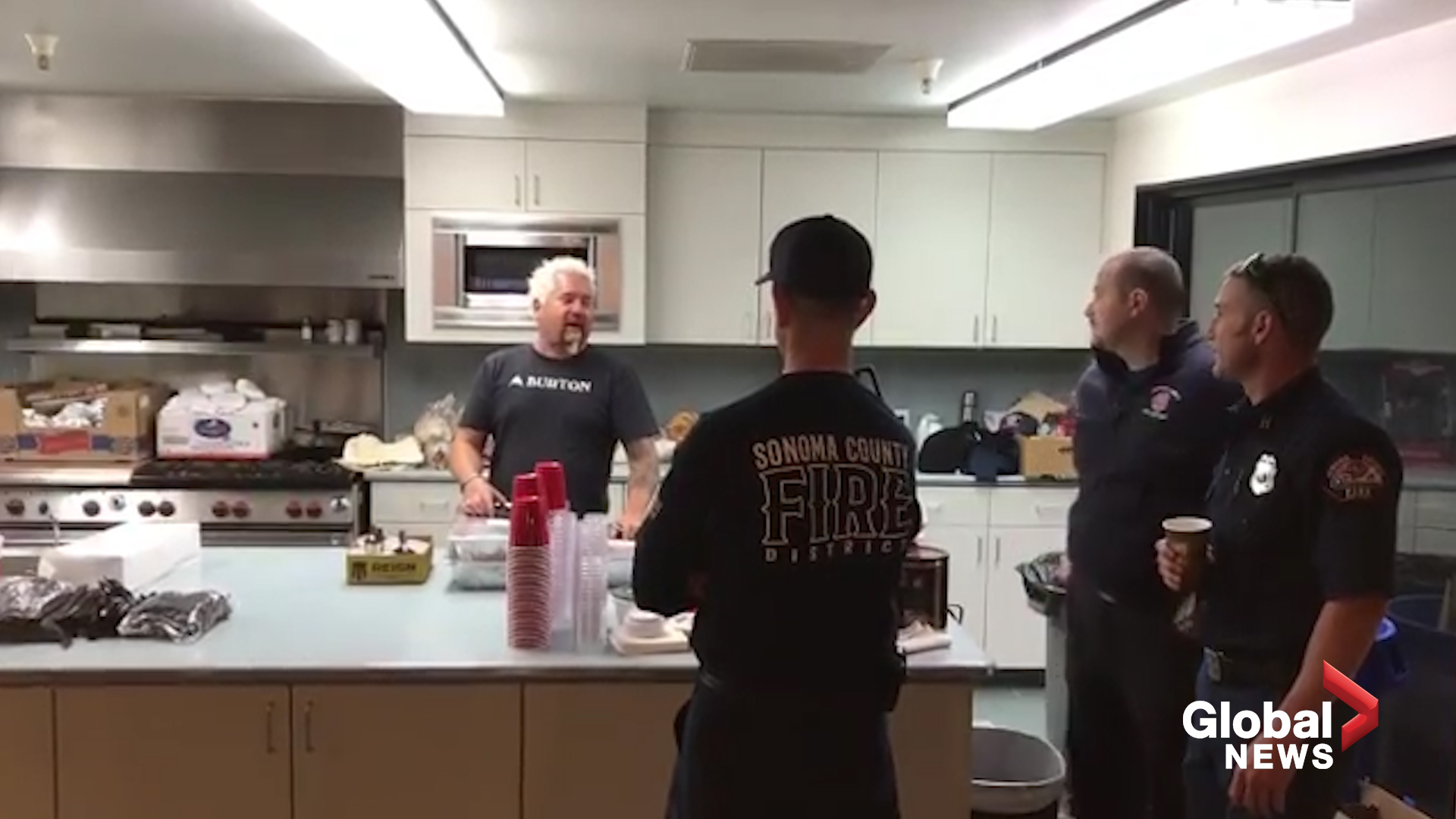 Celebrity Chef Guy Fieri Cooks For Sonoma County Firefighters